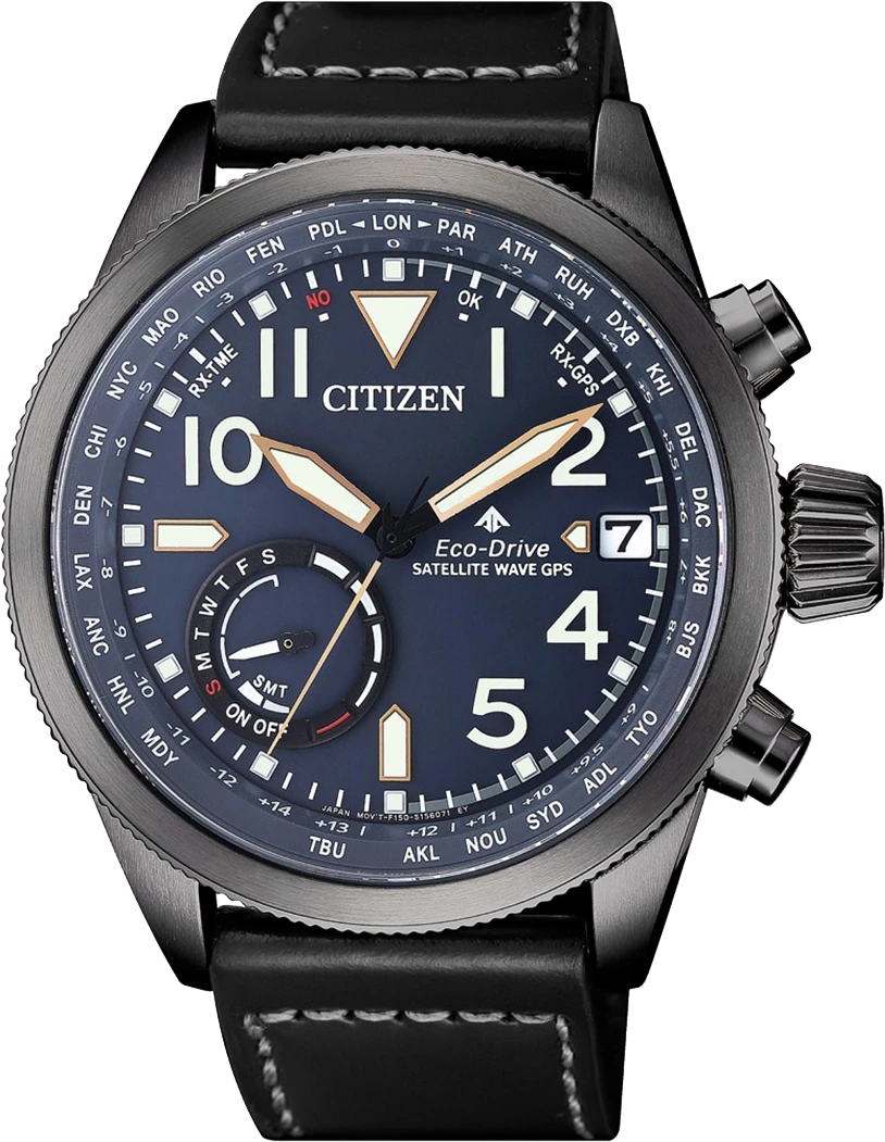 Satellite Wave - World Time GPS Blue Dial Leather Strap CC3067-11L
